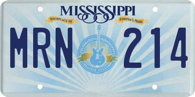 MS license plate MRN214