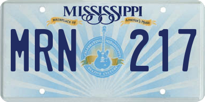 MS license plate MRN217