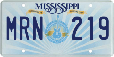 MS license plate MRN219