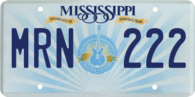 MS license plate MRN222