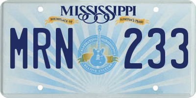 MS license plate MRN233