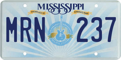 MS license plate MRN237