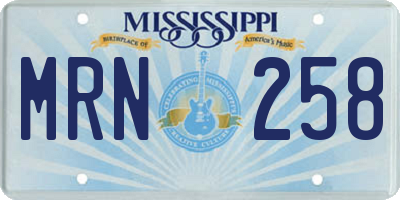 MS license plate MRN258