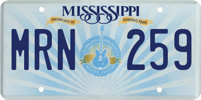 MS license plate MRN259