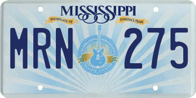 MS license plate MRN275