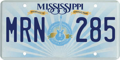 MS license plate MRN285
