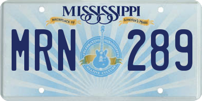 MS license plate MRN289