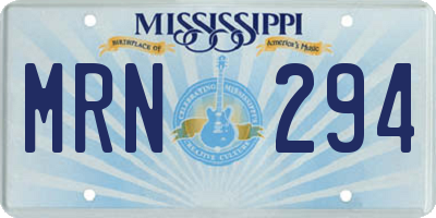 MS license plate MRN294