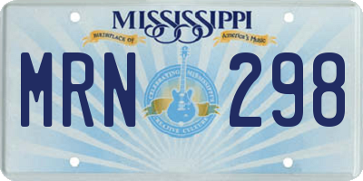 MS license plate MRN298
