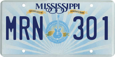 MS license plate MRN301