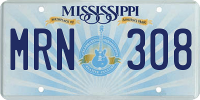 MS license plate MRN308