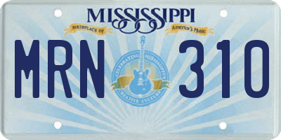 MS license plate MRN310