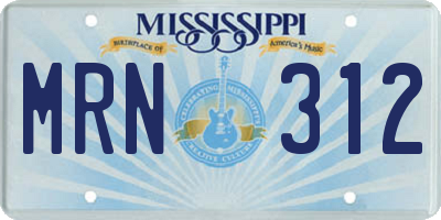MS license plate MRN312