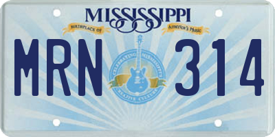 MS license plate MRN314