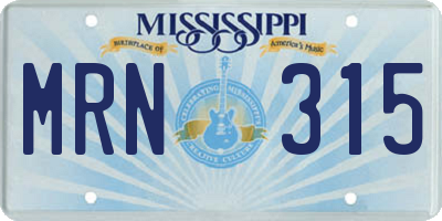 MS license plate MRN315