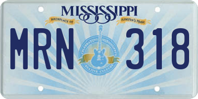 MS license plate MRN318