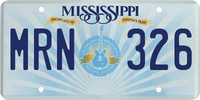 MS license plate MRN326