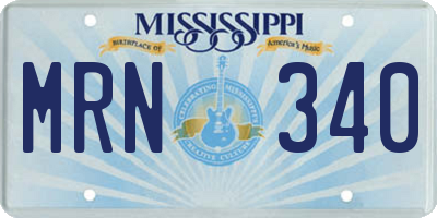 MS license plate MRN340