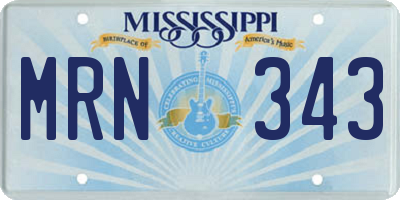 MS license plate MRN343