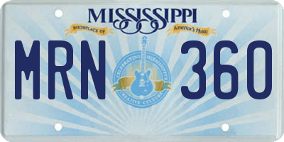 MS license plate MRN360