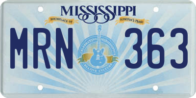 MS license plate MRN363