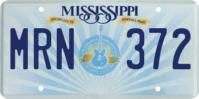 MS license plate MRN372