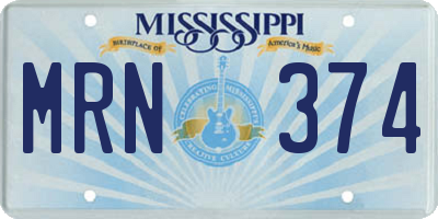 MS license plate MRN374