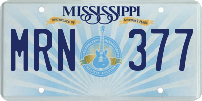 MS license plate MRN377