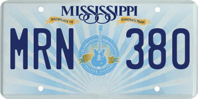 MS license plate MRN380