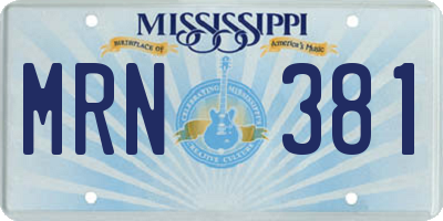 MS license plate MRN381
