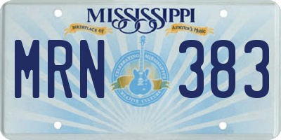 MS license plate MRN383