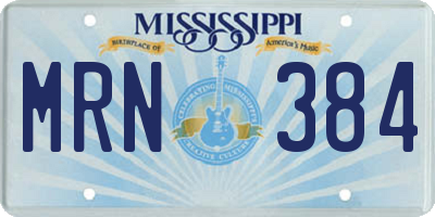 MS license plate MRN384