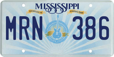 MS license plate MRN386