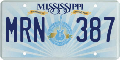 MS license plate MRN387