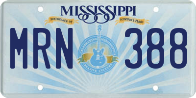 MS license plate MRN388