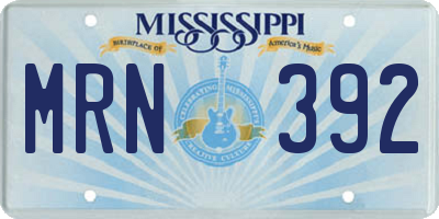 MS license plate MRN392