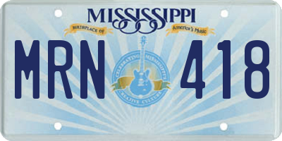 MS license plate MRN418