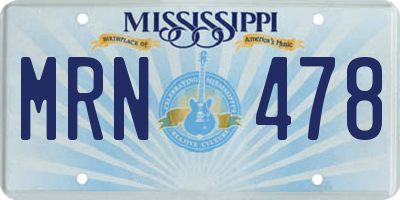 MS license plate MRN478
