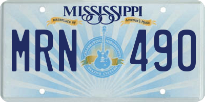 MS license plate MRN490