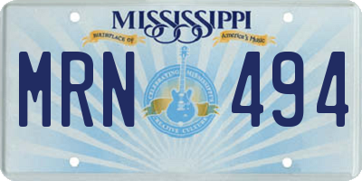MS license plate MRN494