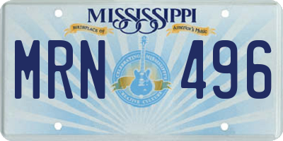 MS license plate MRN496