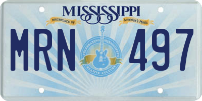 MS license plate MRN497