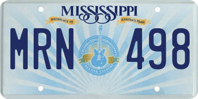 MS license plate MRN498