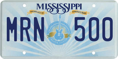 MS license plate MRN500