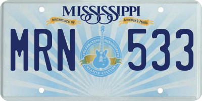 MS license plate MRN533