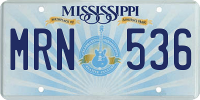 MS license plate MRN536