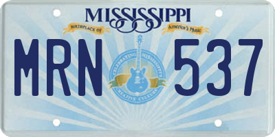 MS license plate MRN537