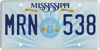 MS license plate MRN538