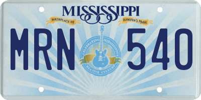 MS license plate MRN540