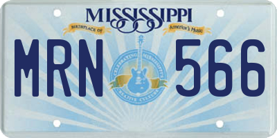 MS license plate MRN566